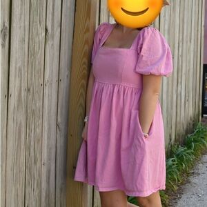 Mittoshop Denim Blush Pink Ruffled Dress